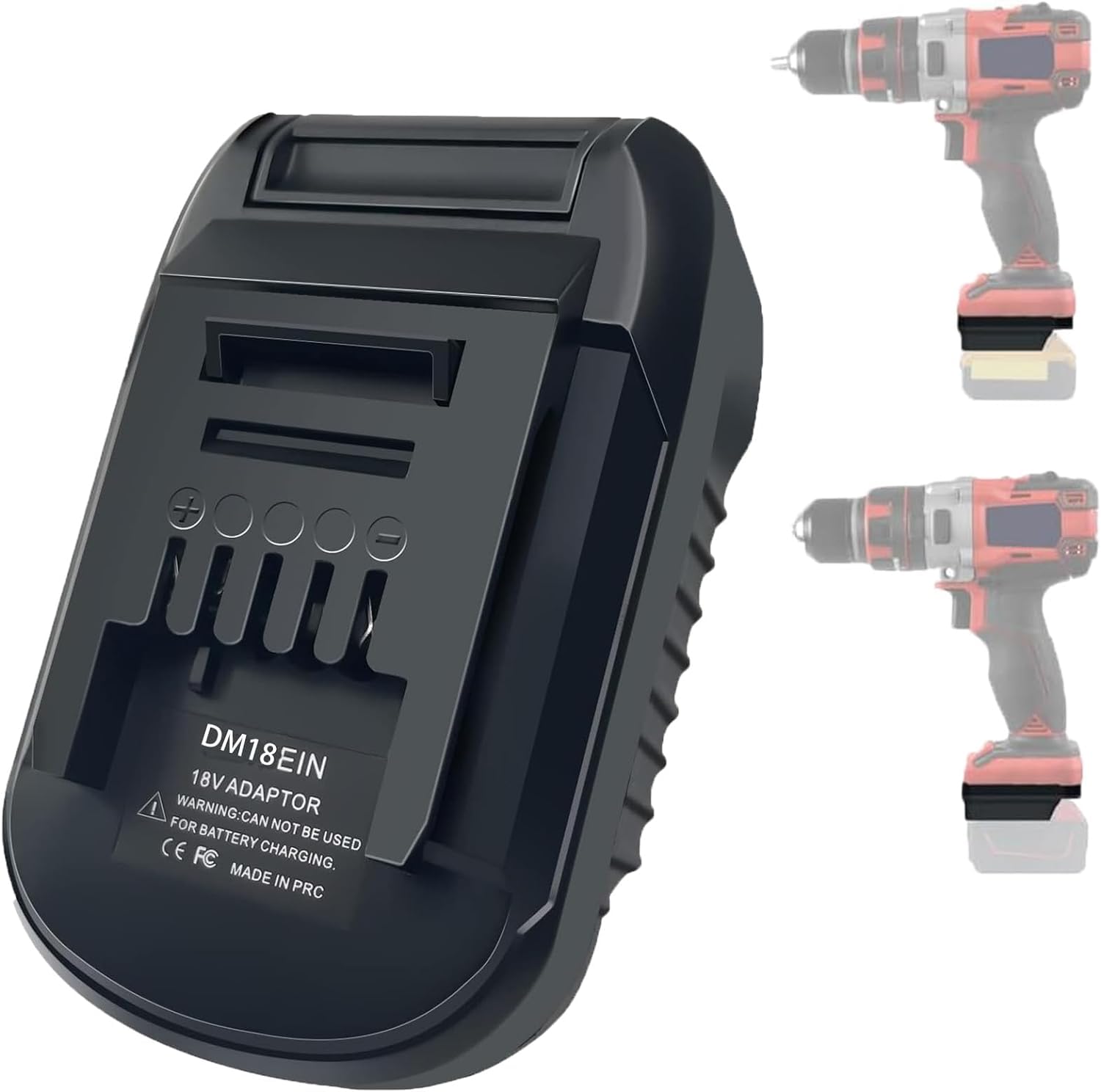 DM18EIN Adaptateur de Batterie pour Outils électriques Einhell 18 V, convertisseur pour Batterie Dewalt 20 V et Milwaukee18 V en Remplacement de la Batterie Einhell 18 V (Pas de Batterie)