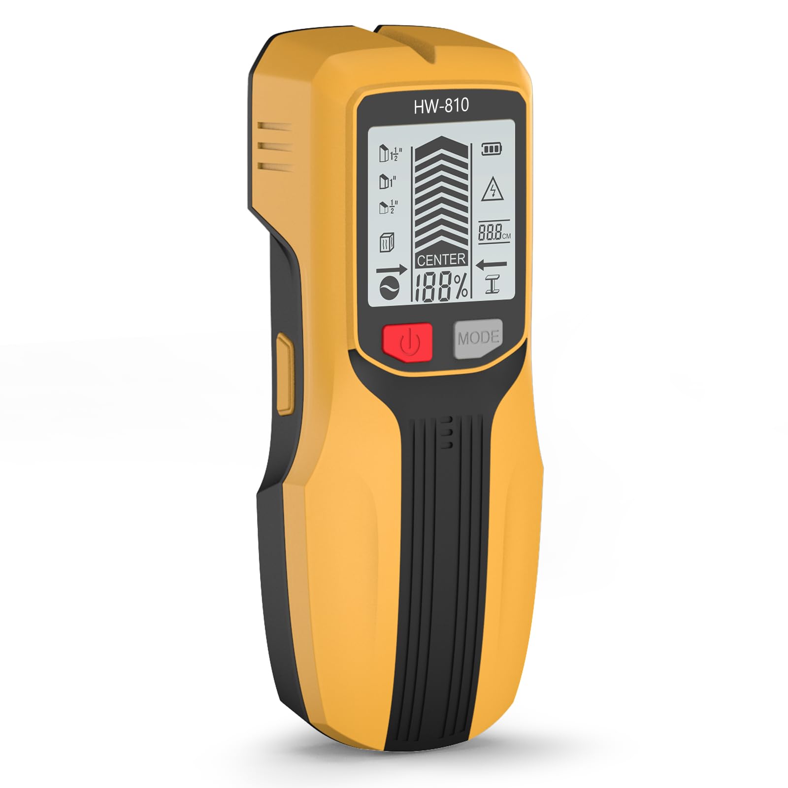 Stud Finder Wall Scanner, 6 in 1 Multifunctional Handheld Wall Detector with LCD Display & Audio Alarm - Detector for Wood, Metal, AC Wire, Cable & Joist (yellow)
