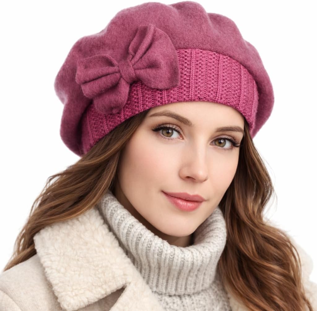 Women Knit 100% Wool Beret Artist Winter French Beret Hats