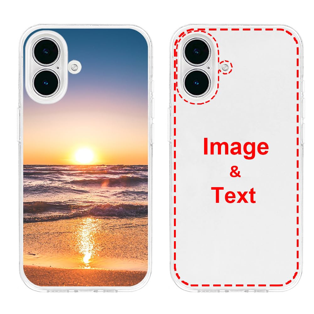 MXCUSTOM Custom Phone Case for Apple iPhone 16, Customized Personalized with Photo Image Text Picture Design Make Your Own Cover [Clear Soft TPU Slim