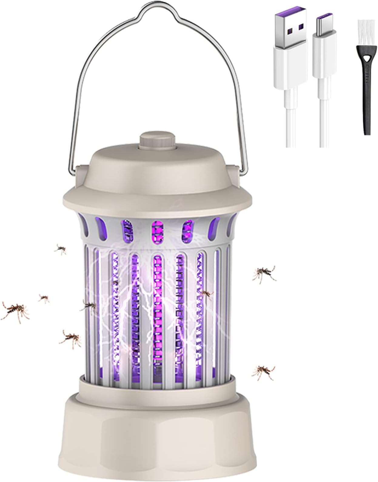 Bug Zapper Outdoor,Rechargeable Mosquito Zapper Lamp with USB Cable,Rechargeable Bug Zapper Indoor-Catcher & Killer for Mosquito, Gnat, Moth, Fruit Flies Escape-Proof Indoor Bug Zapper for Home