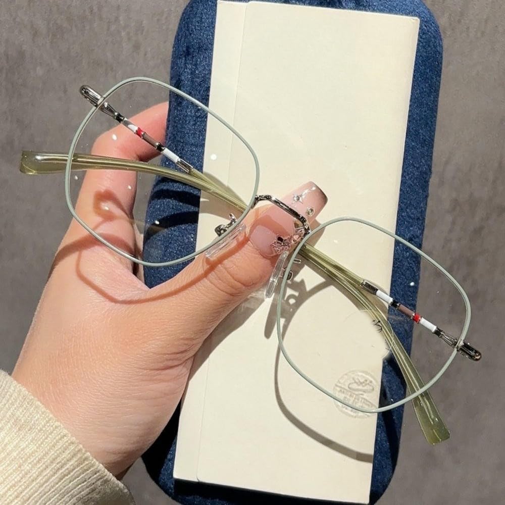 ZBDZSW Duże kwadratowe okulary przeciw niebieskiemu światłu - Elegancka metalowa oprawka, soczewki PC, minimalistyczny design do codziennego noszenia i na imprezy