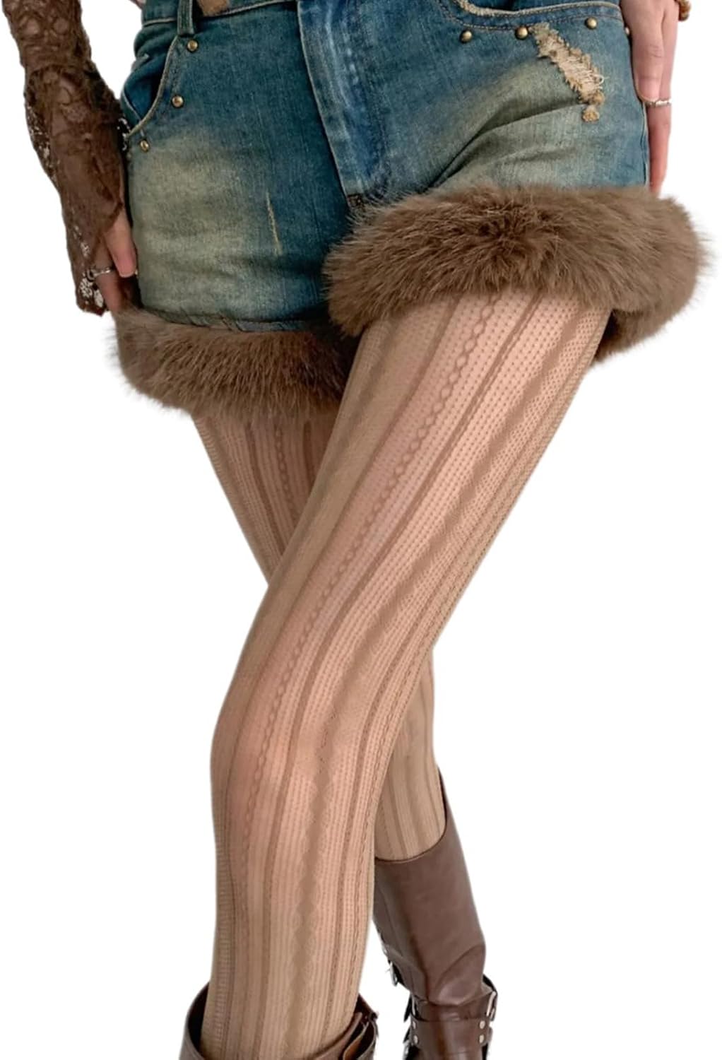BLULILY Women Hollowed Out Rhombus Striped Lace Tights Stockings blulily-women-hollowed-out-rhombus-striped-lace-tights-stockings