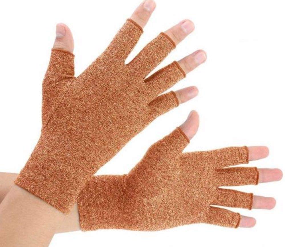 VITTO Anti-Arthritis Gloves (Pair) - Providing Warmth and Compression To Help Increase Circulation Reducing Pain and Promoting Healing 1x Pair (Brown, S)
