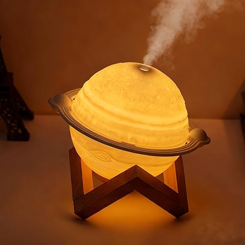 Mini humidificador, lámpara de luna, humidificador de escritorio con luz nocturna LED, rociador intermitente de 2 engranajes, humidificadores de