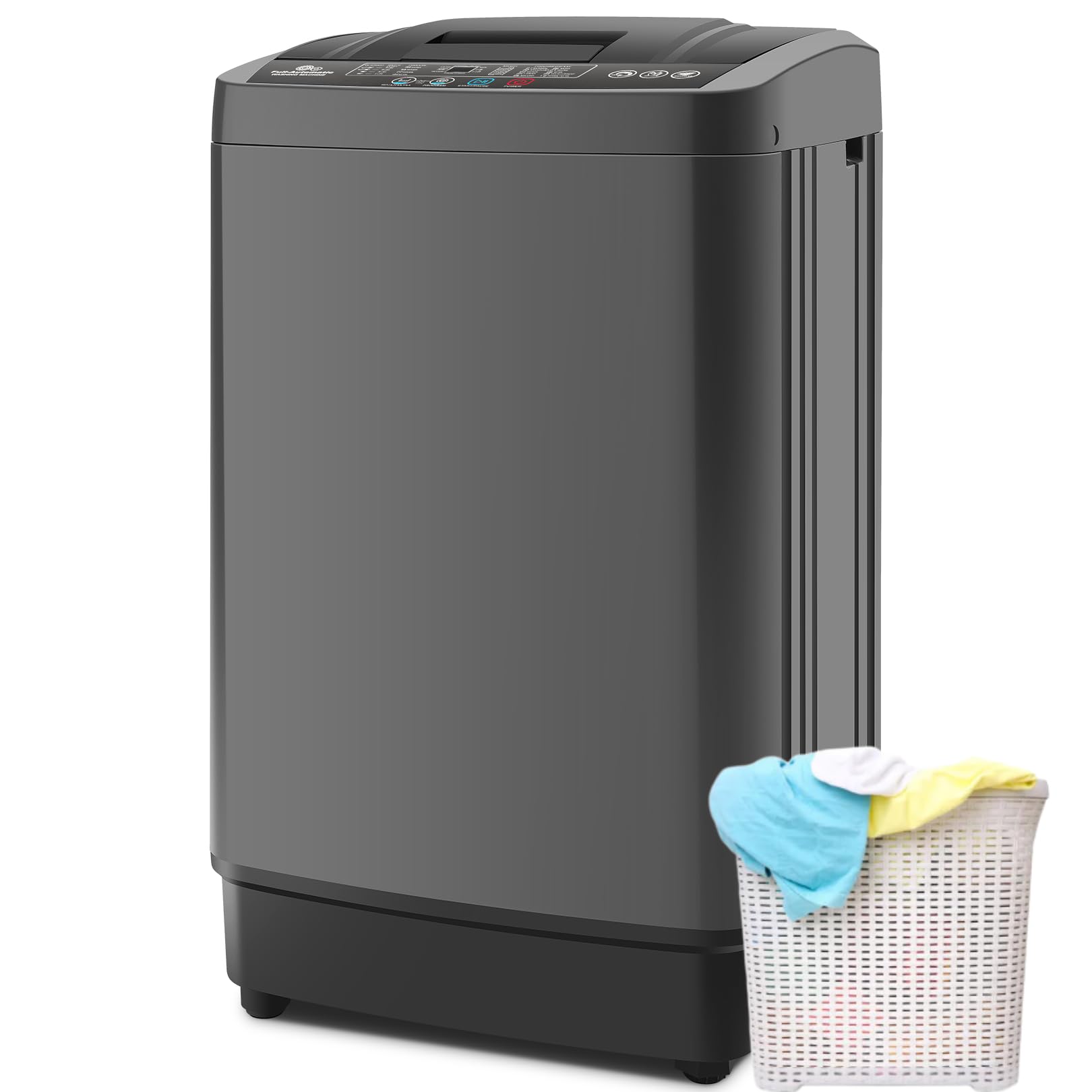 Lavadora portátil Nictemaw de 17.8 libras con bomba de drenaje, 2.4 pies cúbicos, lavadora y secadora totalmente automáticas, 10 programas, 8 niveles de agua, pantalla LED para casa, apartamento, RV