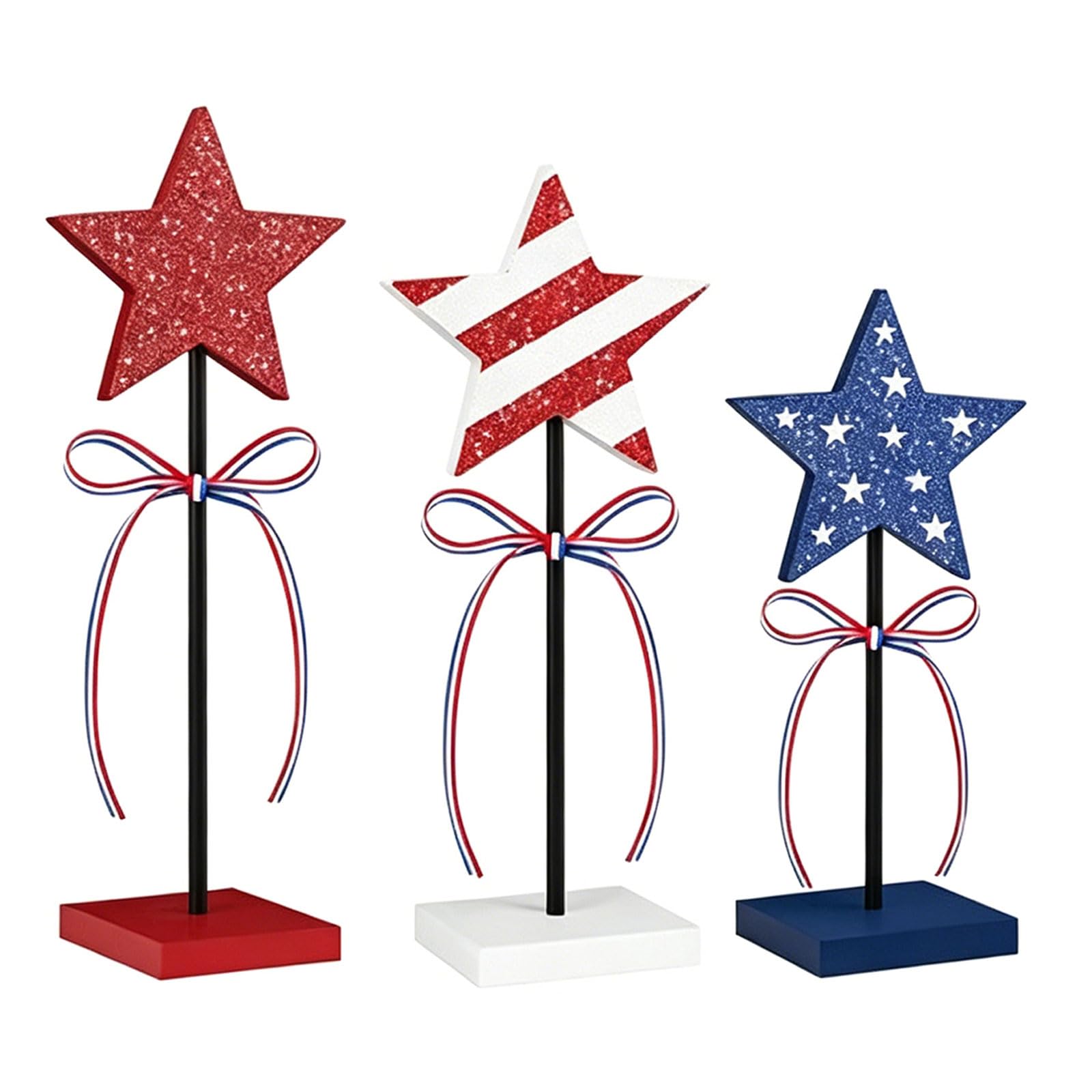 Kalttoy Wooden Display Set in Red White Blue Colors for National Celebration Party Centerpiece Home Accent Patriotic Centerpiece