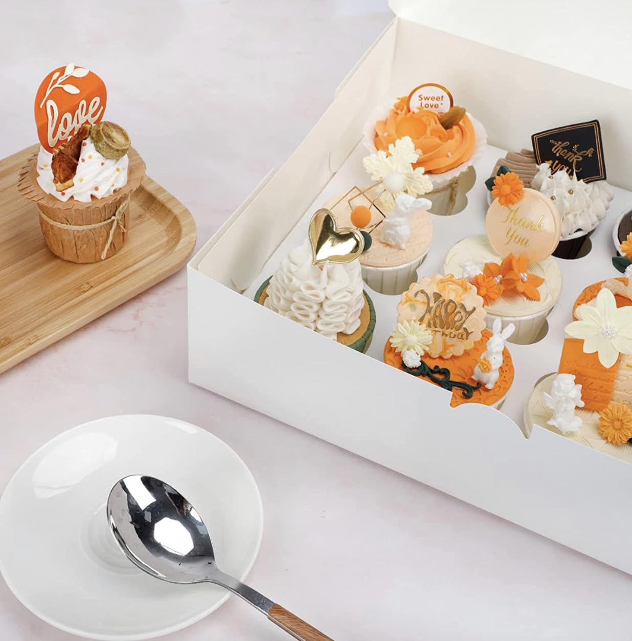 10 Cupcake-Boxen Mit Sichtfenster & Einsätzen - 24x16x9 Cm, Für Muffins, Donuts, Kekse