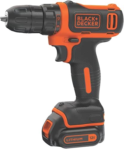 BLACK+DECKER 12V MAX Cordless Drill/Driver, Battery and Charger Included (BDCDD12C)