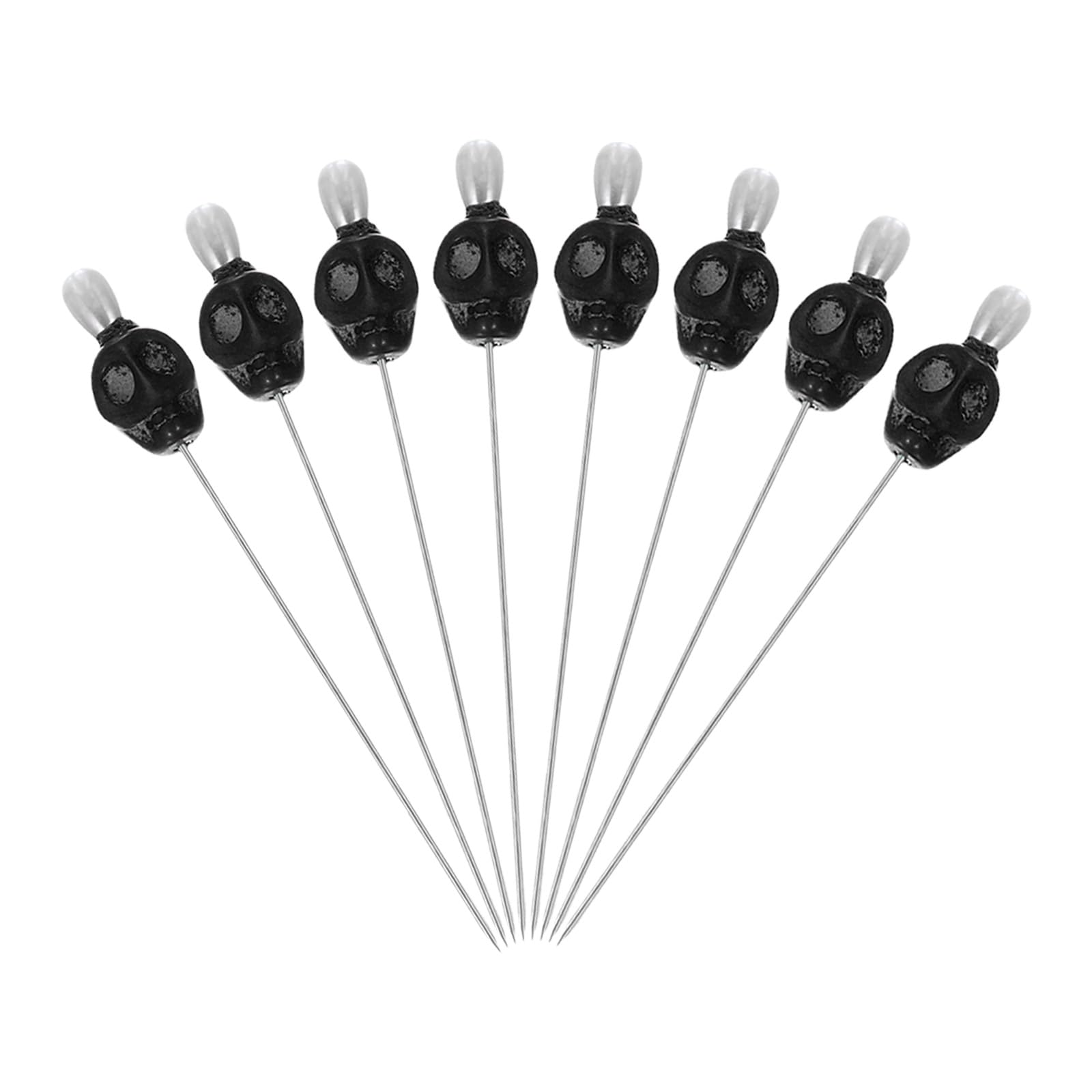 Épingles à coudre tête de mort PATIKIL en acier de 7,6 cm pour tissu et couture, lot de 8 noir