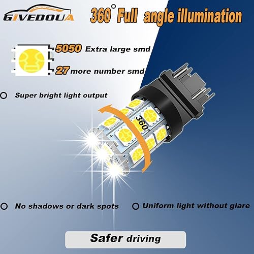 Miniatura 4 de GIVEDOUA Bombilla LED 3157 súper brillante 3156 3156A 3056 3057 4057 3157 4157 T25 para luces de freno, luces de marcha atrás de respaldo, luces
