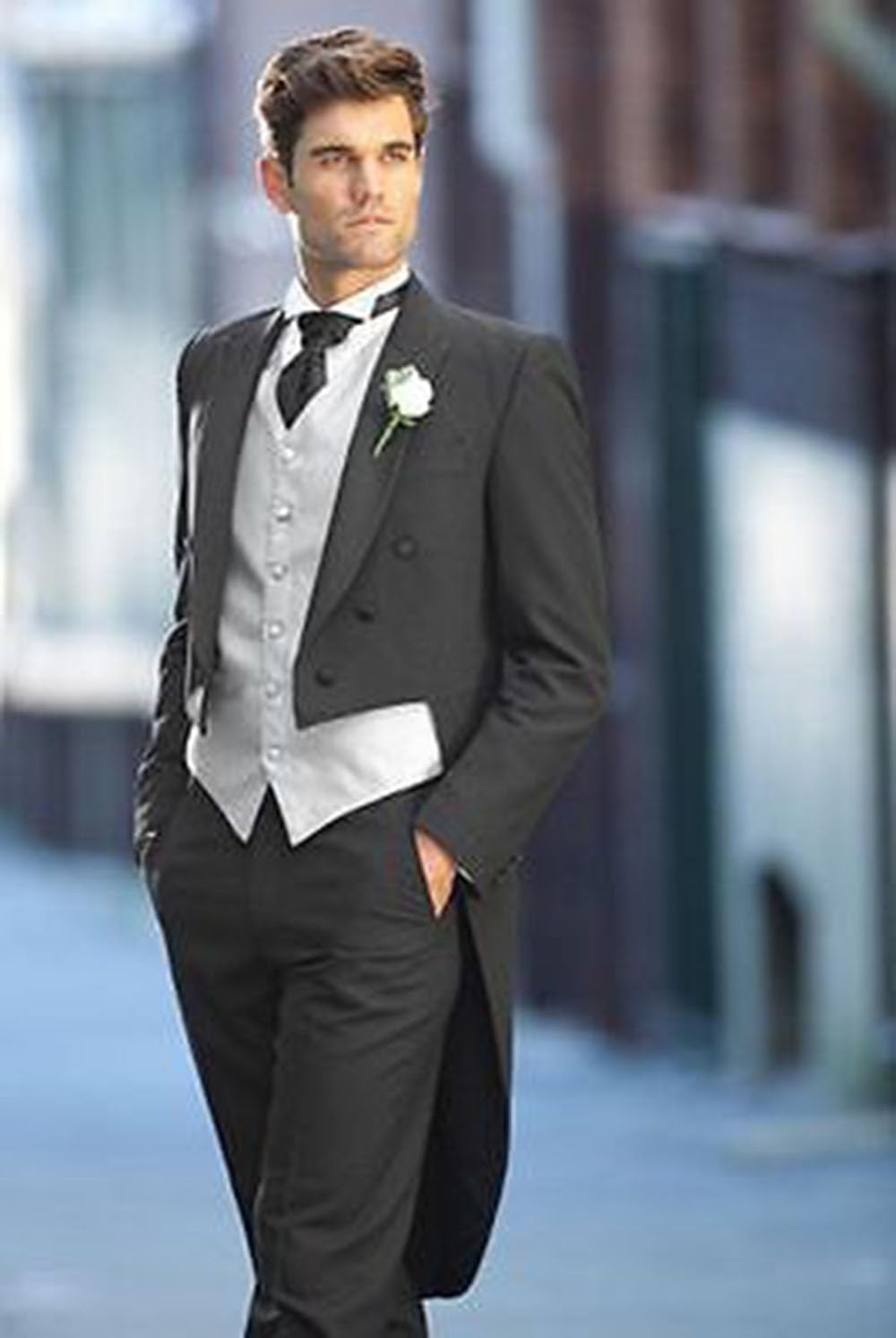 Ulnomio Uomo Giacca da Uomo Doppiopetto 3 Pezzi Abiti da Sposa Smoking dello Sposo