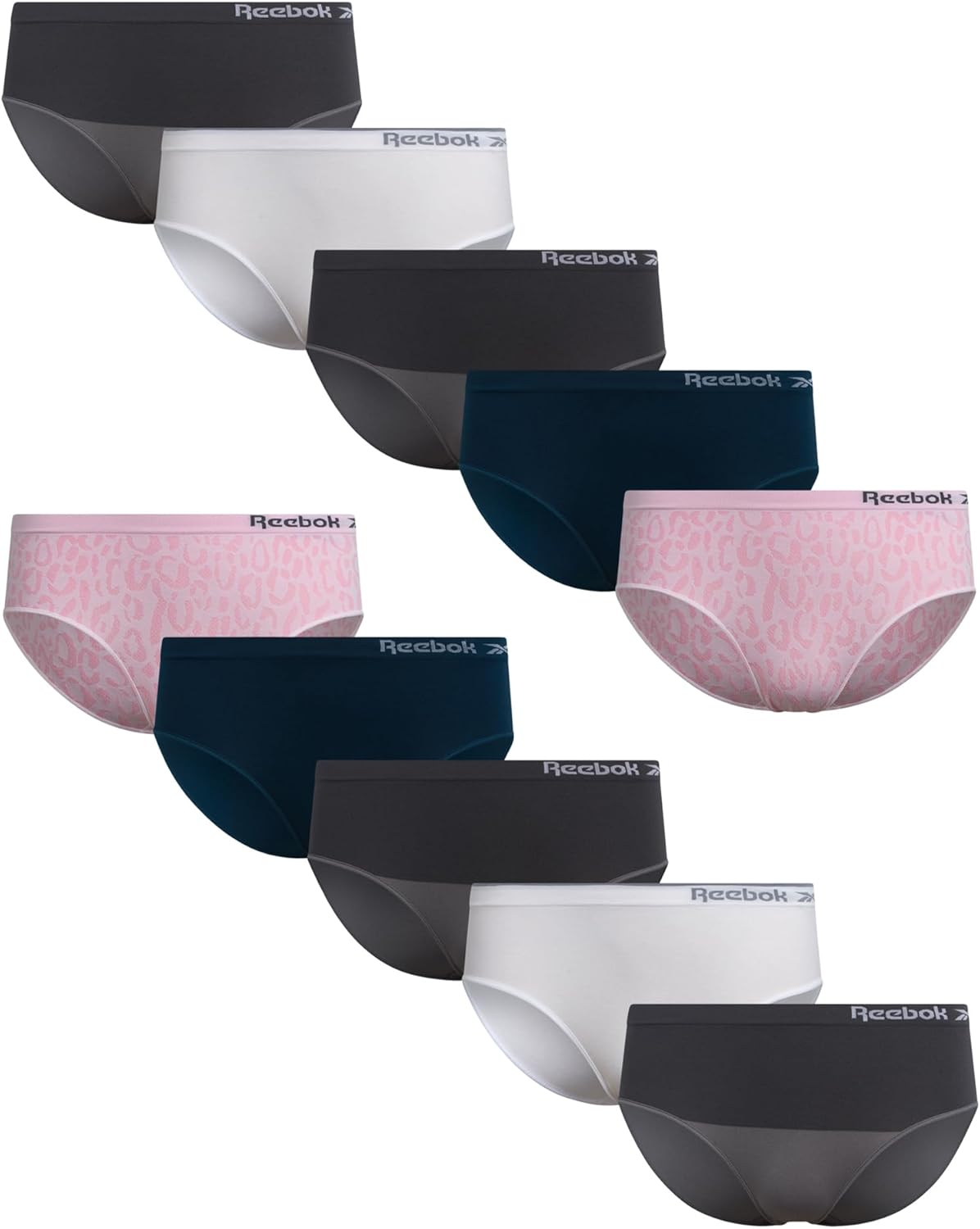 Reebok Girls Underwear Hipster Panties - 10 Pack Soft Seamless Stretch Performance Briefs Underwear for Girls (Sizes: 6-16)