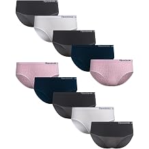 Reebok Girls Hipster Panties - 10 Pack Soft Performance Stretch Seamless Hipster Underwear for Girls with Elastic Waistband
