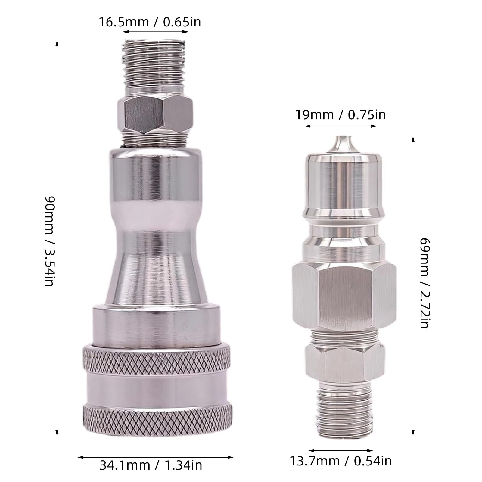 Fabater Szybkozłączki Hydrauliczne M14 do M16, 2 Szt | Pasuje do minikoparki , wymiana adaptera szybkozłącza ze stali nierdzewnej za pomocą taśmy uszczelniającej
