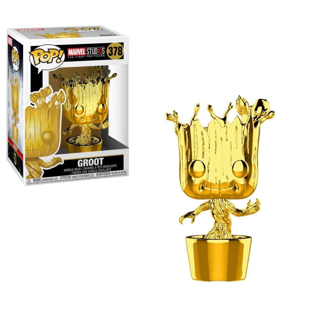 Pop Marvel: Marvel Studios 10 - Groot (Gold Chrome) Collectible Figure, Multicolor