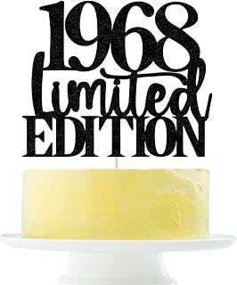 Limited EDITION 1968 cake topper 57th birthday happy birthday cake topper men and women cheer 57 years old handmade black glitter cake decoration (1968)