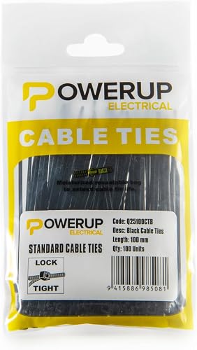 Powerup Electrical Cable Ties, 2.5 mm x 100 mm Size, Black