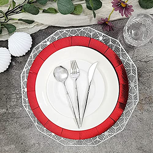 10 Platos Desechables Redondos de Cartón Rojo 13 Pulgadas miniatura 5