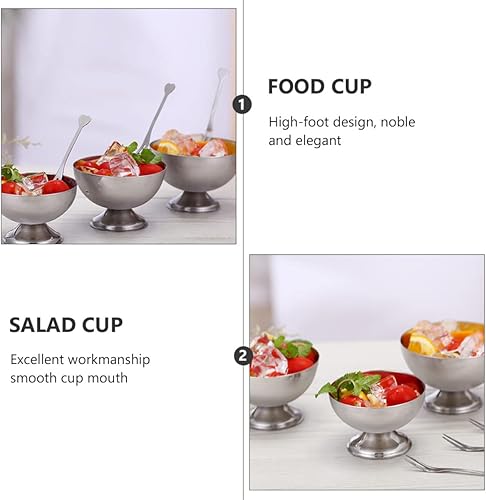 Miniatura 9 de BESTOYARD 2 unidades de acero inoxidable ensalada taza de helado con pies platos condimentos tazón de taza de salsa de inmersión