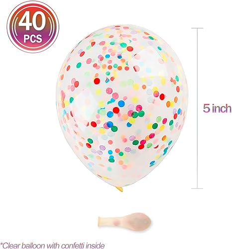 Miniatura 4 de Globos de confeti rosa, 40 globos transparentes de 5 pulgadas con confeti en el interior para graduación, compromiso, decoración de pasteles,