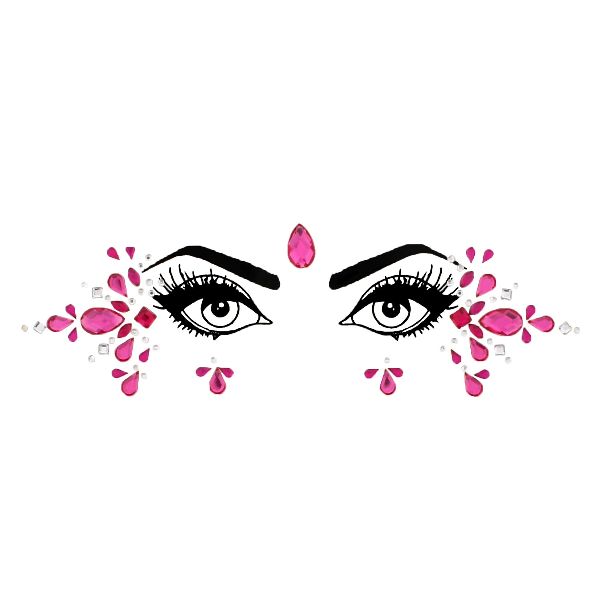 Zac's Alter Ego Women's Style M Fuchsia Pink Crystal Stone Face Gems/Jewels - Summer Festival Body Art Unicorn Mermaid Bindi Rave Bohemian Party