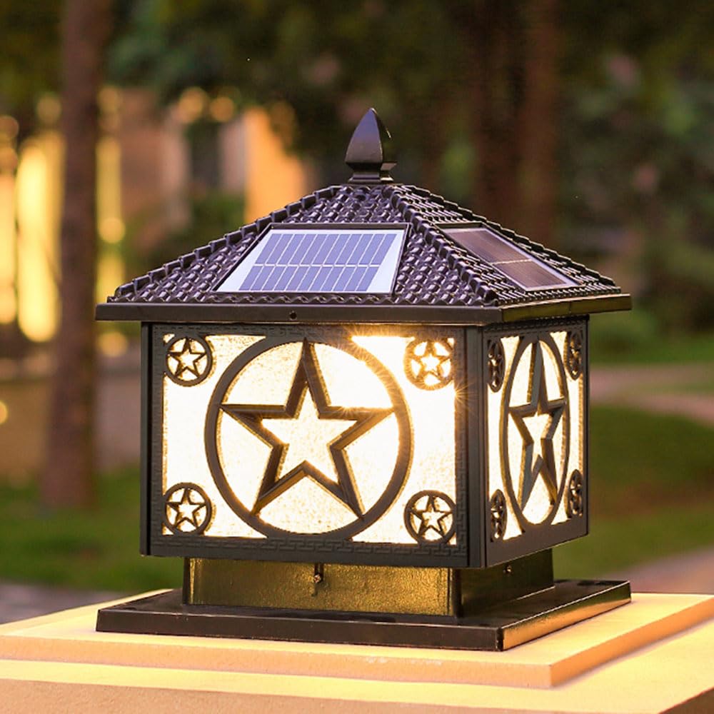 SXSCARKX Solar Pole Lights Lamp Outdoor Lighthouse Bridge Lighting Square Wall Pillar For Garden Park Decoration IP54 Waterproof Lantern Decorations Dark, 40cm