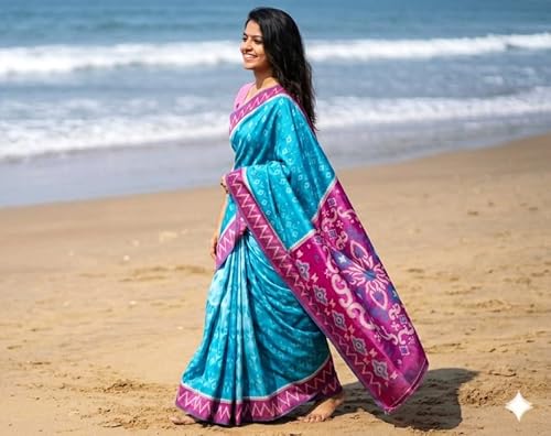 Generic magenta pochampally silk saree – image 4