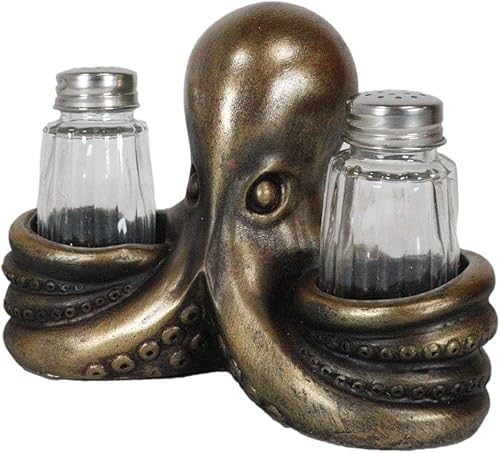 Miniatura 3 de Ebros Gift Cefalópodo profundo, pulpo, kraken, tentáculos, condimento, sal y pimienta, soporte para cocina, mesa de comedor, decoración de pulpos,