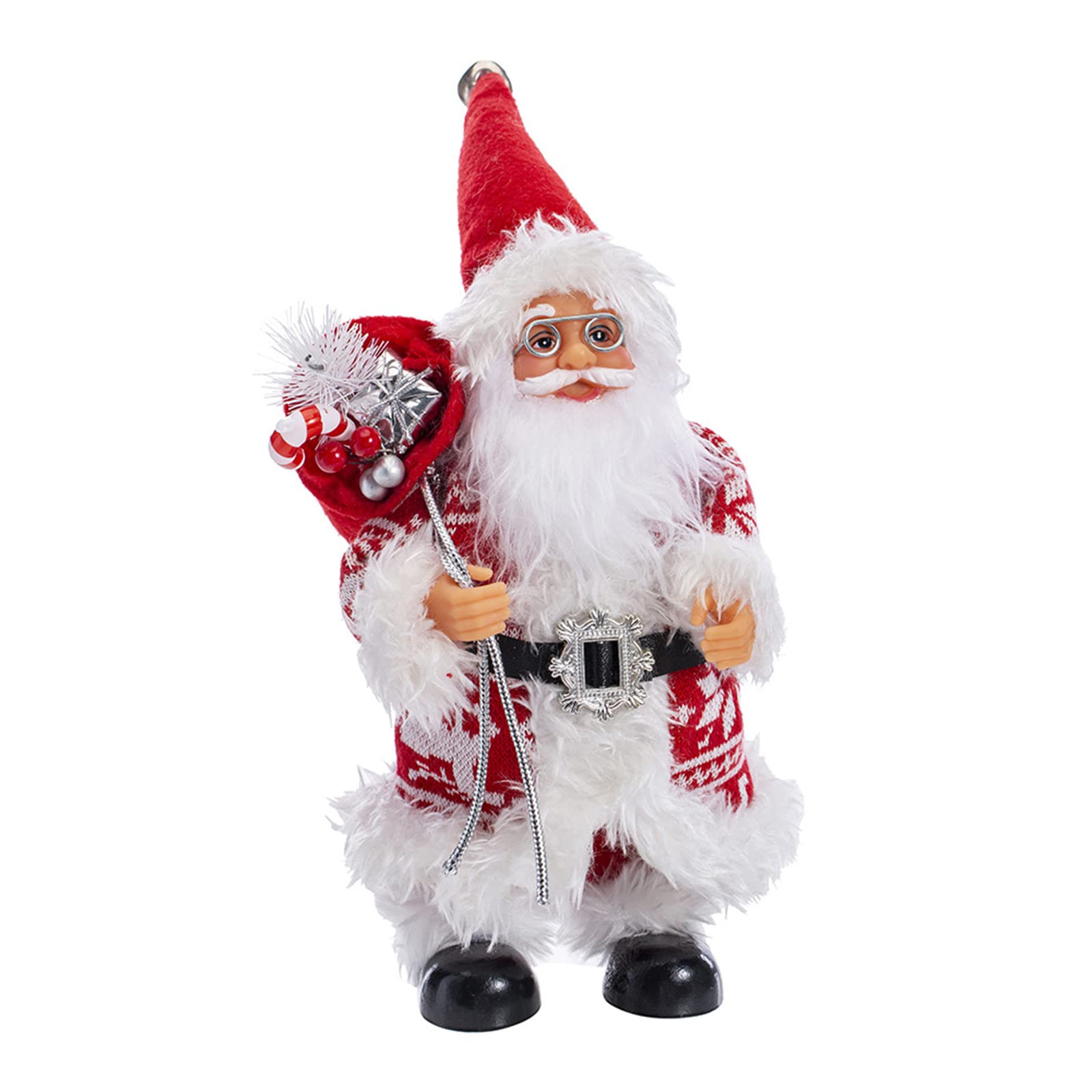 Jazuaiao 30cm Christmas Dolls Decorations 2023 New Year Ornament Santa Standing Statues Party Home Decorations Child Gift Standing Rocking Santa Dolls Plush Toy Home Decor