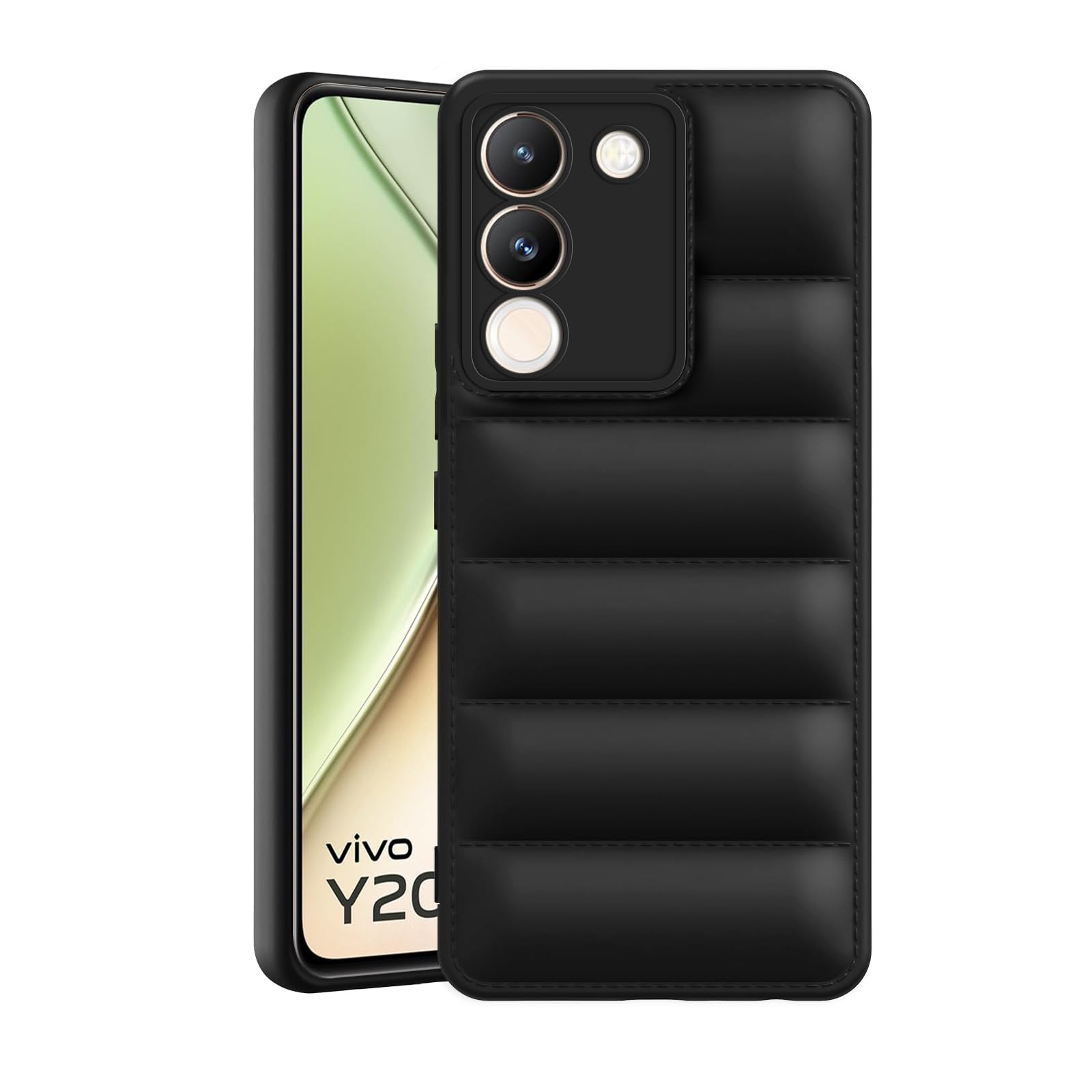 Plus Puffer Case Camera Protection Soft Back Cover for Vivo Y200 5G - Black (B0CN5HRZFY) Amazon Price History, Amazon Price Tracker