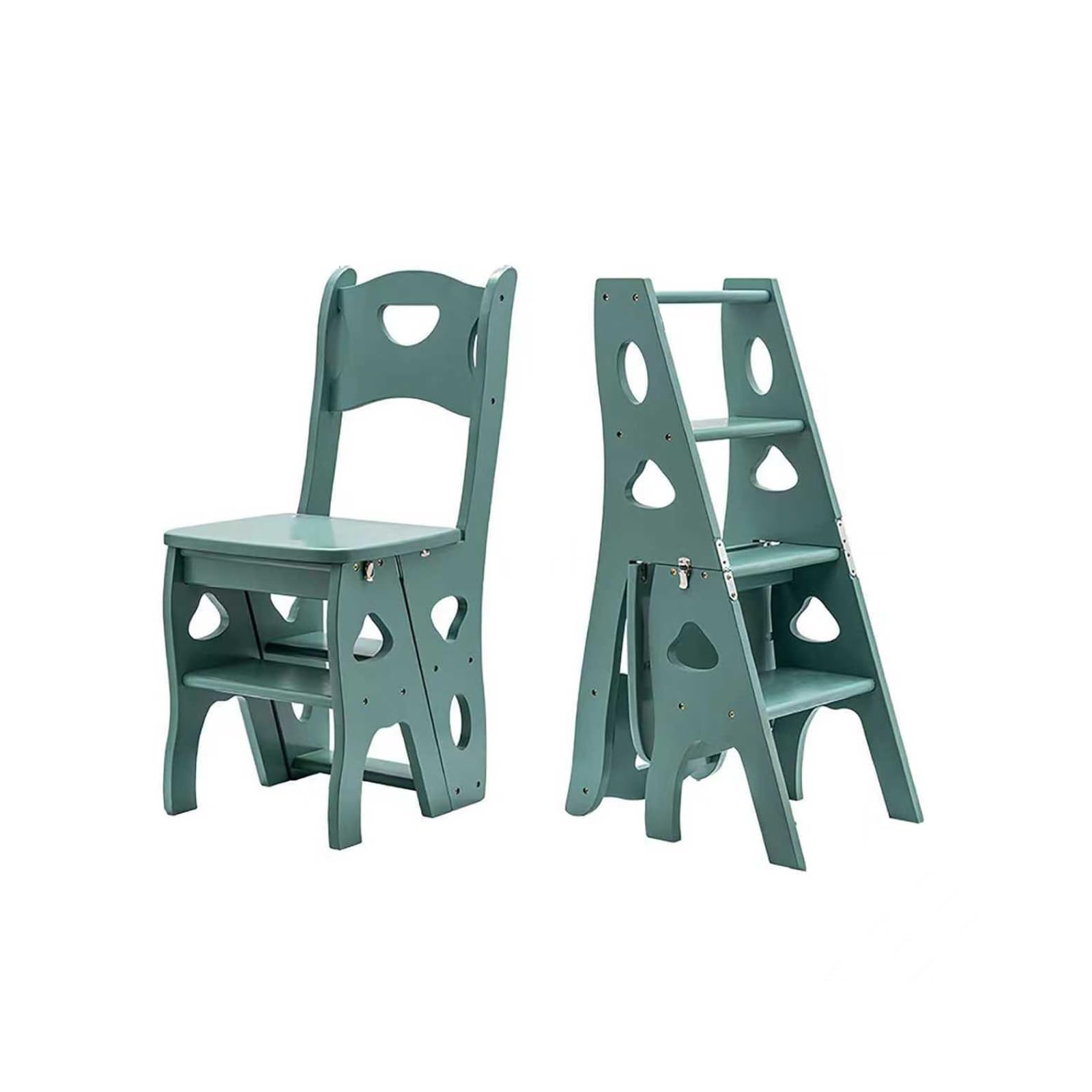 Taburero plegable de 4 pasos, silla sólida de la escalera de pino con las rodajas anchas, 330lbs capacidad, diseño que ahorra espacio para la cocina, la oficina y el estante de exhibición del hogar, b