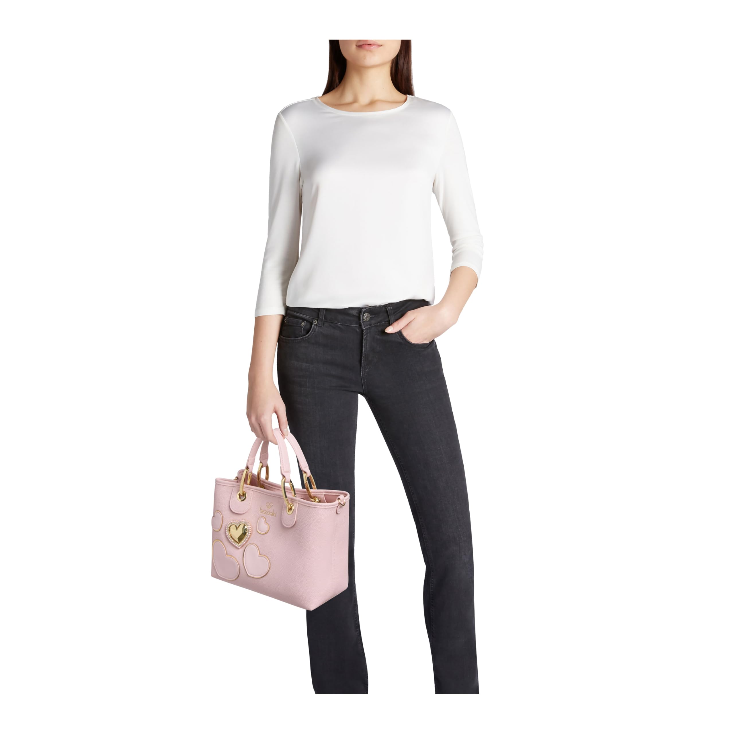 Braccialini Beth Patch Borsa Donna con Cuori in Rilievo