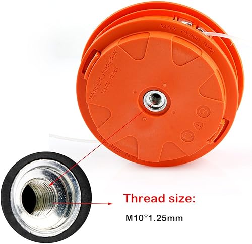 Miniatura 6 de Aleación Universal Twister Bump Alimentación Línea Trimmer Cabeza Whipper Cepillo Cortador, Tamaño de Rosca M10x1.25 Mano Izquierda Cortacésped