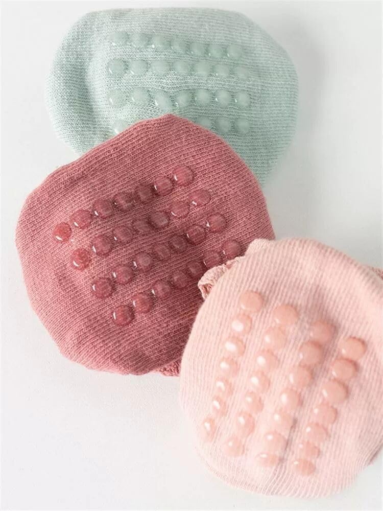 DRESHOW BQUBO Baby Girls Toddler Anti Slip Socks - Cute Frilly Ruffle Grip Ankle Socks for Infant Toddler
