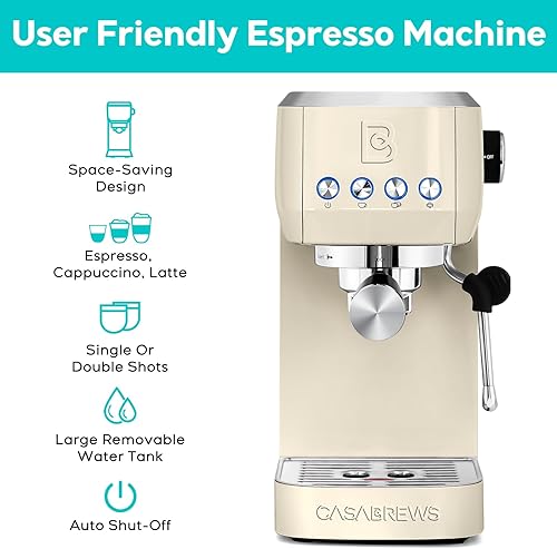 Miniatura 2 de CASABREWS Espresso Machine 20 Bar, Stainless Steel Coffee Maker with Steam Milk Frother, Espresso Coffee Machine Cappuccino Latte Machine with 49oz