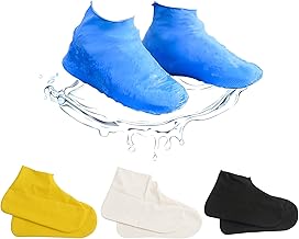 4 Pairs Latex Shoe Covers Waterproof Rain Resistant Wear Protector Footwear Rain Thickened Waterproof Cover for Shoes Reusable for Snow Mud Waterproof Shoe Covers