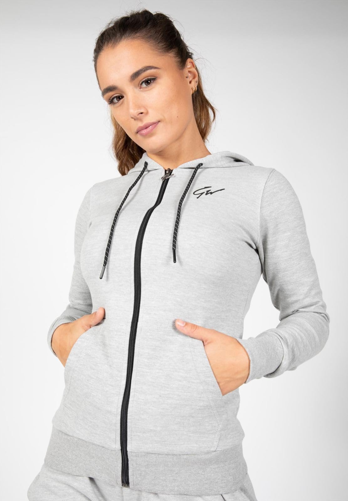 Gorilla Wear Pixley Zipped Hoodie - czarna - lekka funkcjonalna górna część sweter z zamkiem błyskawicznym do uprawiania sportu, na co dzień, na czas wolny, trening, wygodna, oddychająca, z bawełny i