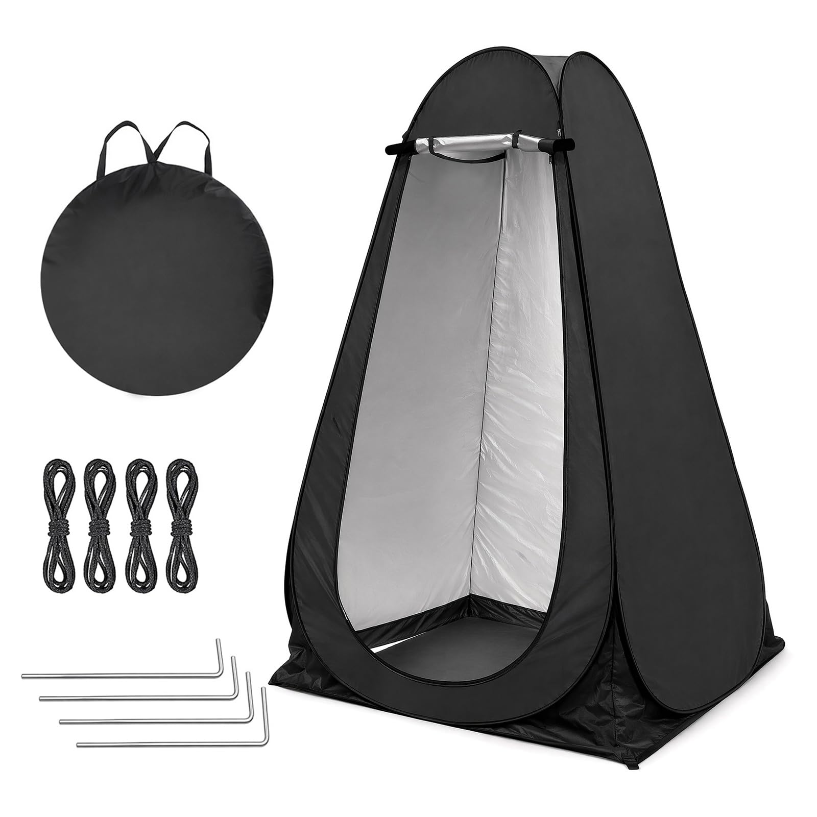 Pop Up Zelt, Duschzelt mit Tragetasche Fenster & Camping Zubehör, Mobile Umkleidezelt, Camping Toiletten Zelt, Sichtschutz Zelt für Outdoor, UV-Schutz wasserdicht für Camping Wandern Strand - Schwarz