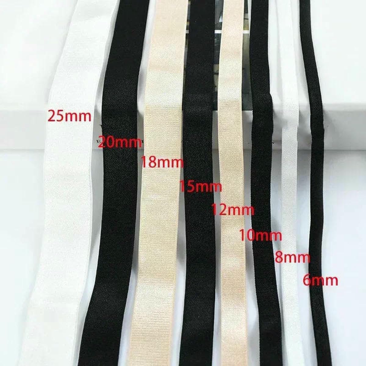 Elastyczna taśma nylonowa, Nylon Elastic Bands 6-30mm 10-50 meters Multicolor Sewing Accessories(Black01 12mm,50Meters)