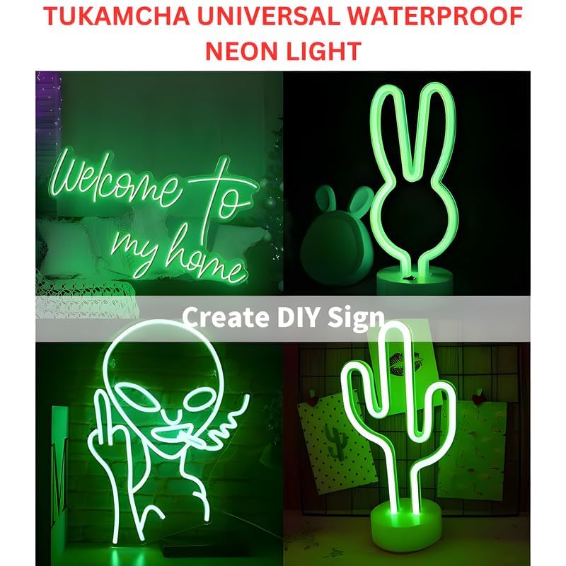 Image of 16.4 Feet LED Neon Strip Light | 12V Adapter, Waterproof IP65, Silicone Flexible Rope Light for Home Wall Decor & Gaming Room| Led Strip Lights | Neon Lights 5 Meter | (Green)