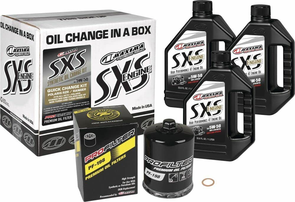 Oil Change Kit Compatible with Polaris RZR XP 1000 2014-2021 Grade: 5W-50 Filter: PF-198