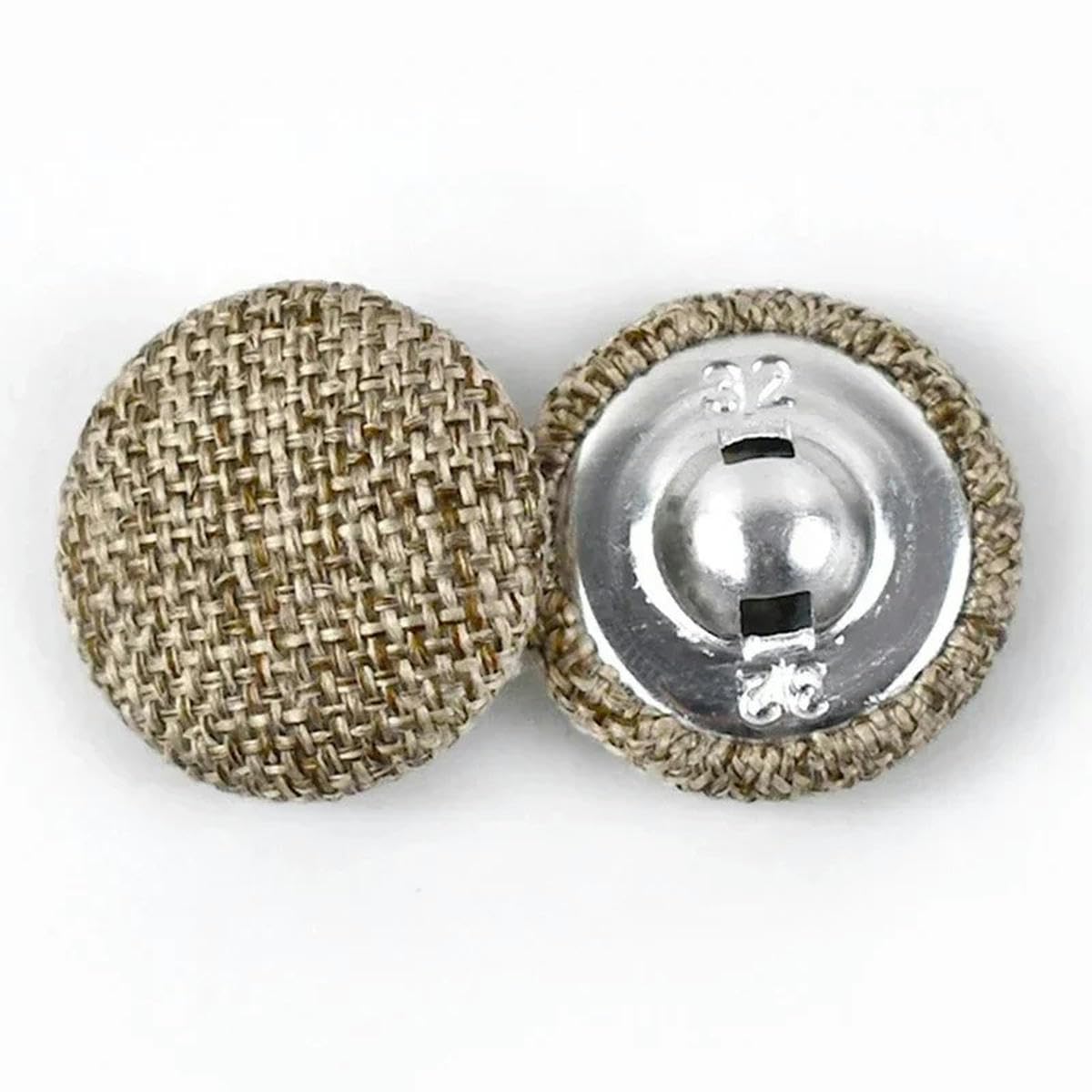 30piece 11-30mm Metal Linen Covered Button for Clothes Sofa Cushion Decor Round Shank Buttons DIY Suit Overcoat Sewing Accessories-3Khaki-30mm