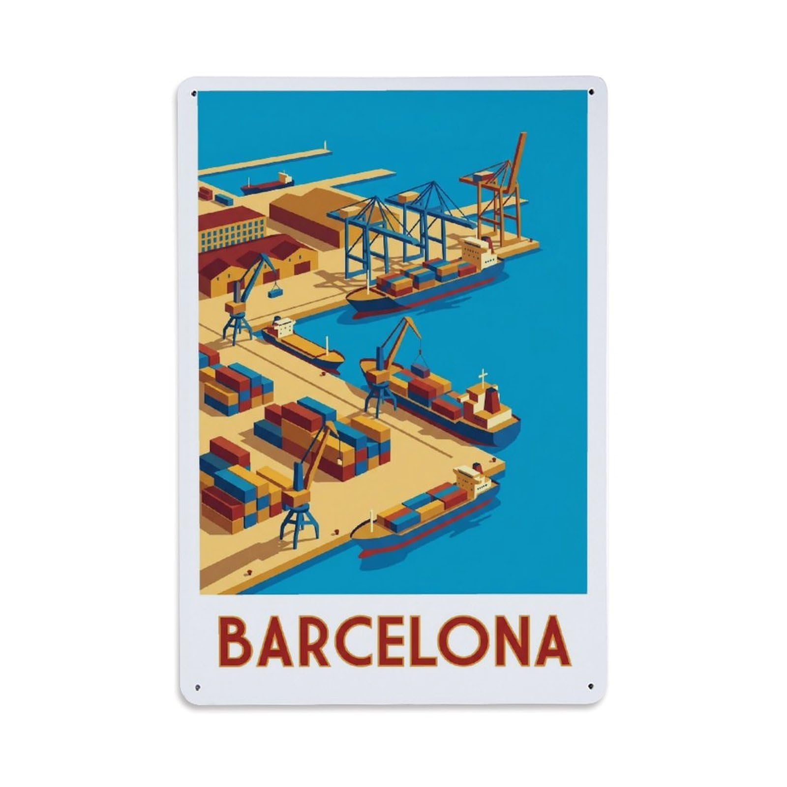 Vintage Travel Quay Spain Maritime Metal Tin Sign