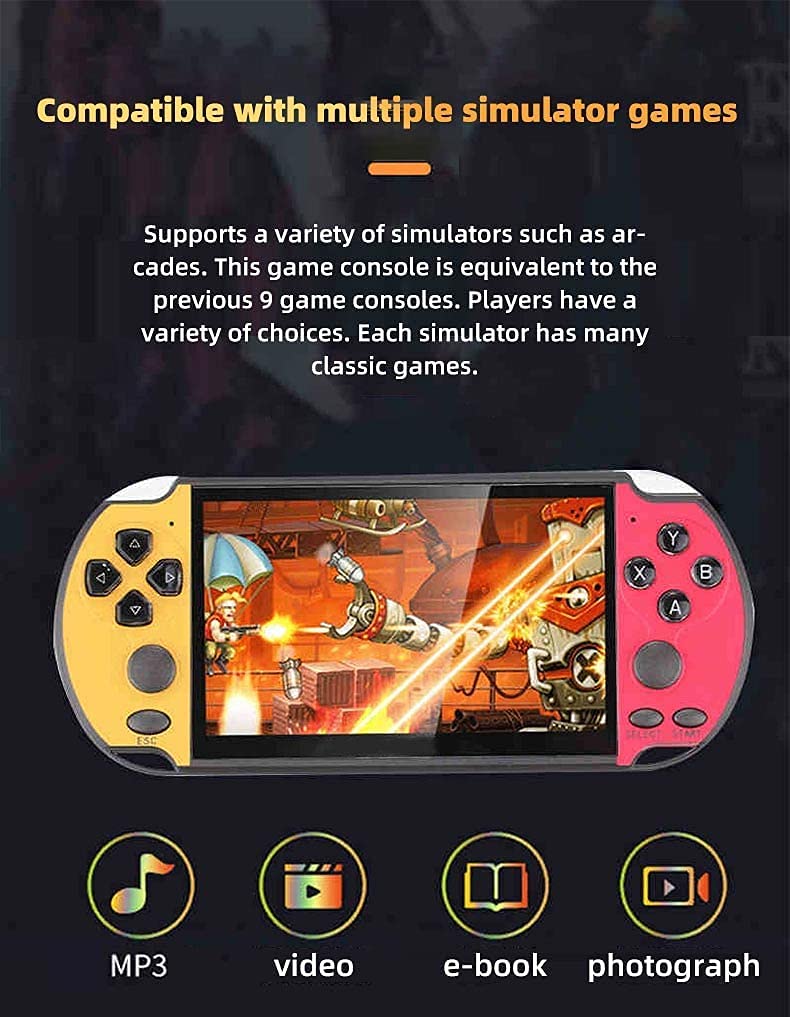 Console di Gioco Portatile Casual HD con Schermo da 5,1 Pollici con 9000 Giochi Integrati Gioco Portatile retrò Nostalgico Mp3 Mp4 AV-out per Gioco TV, Regalo di Natale per Bambini