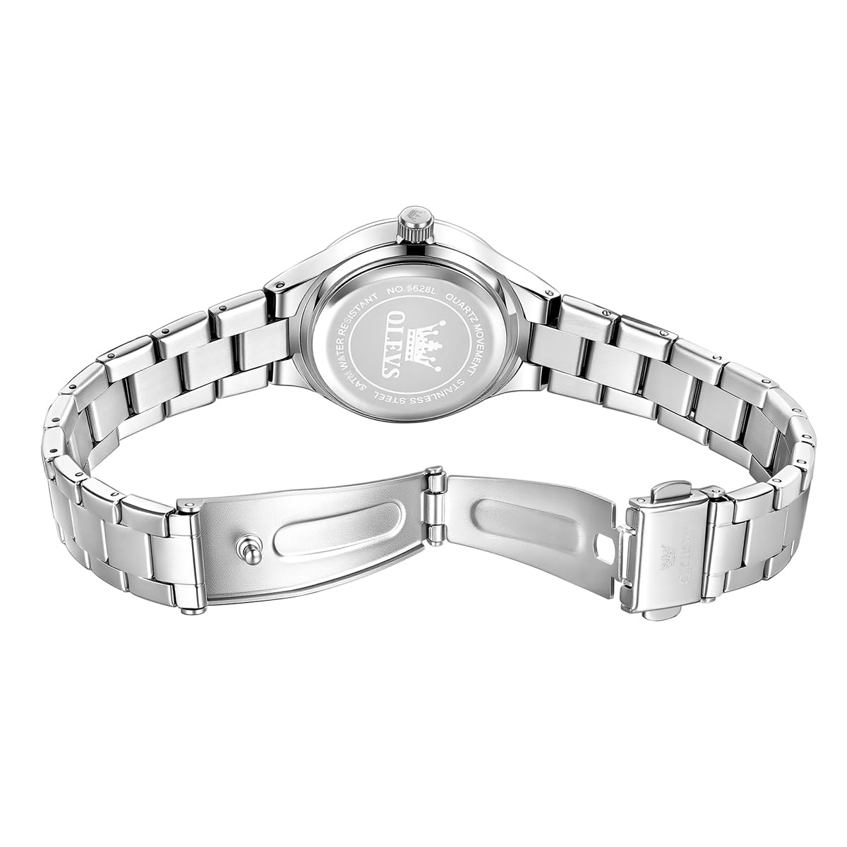 OLEVS Damen-Armbanduhr, Diamant, modisch, analog, Quarz, Edelstahl, wasserdicht, leuchtend, zweifarbig, Armbanduhr für Damen