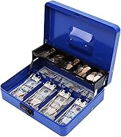 Vista 12 de xydled – Caja de efectivo con bandeja de dinero y cerradura de llave, escalonada, 4 espacios para billetes/5 ranuras para monedas, 11.8" x 9.5" x
