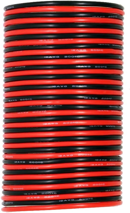 Silicone Rubber Wire [30ft Total,15 ft Red and 15 ft Black] - UTUO 16 Gauge Stranded Tinned Copper Conductor Wire, Soft Flexible Heat Resistant Silicone Insulated Wire Cords