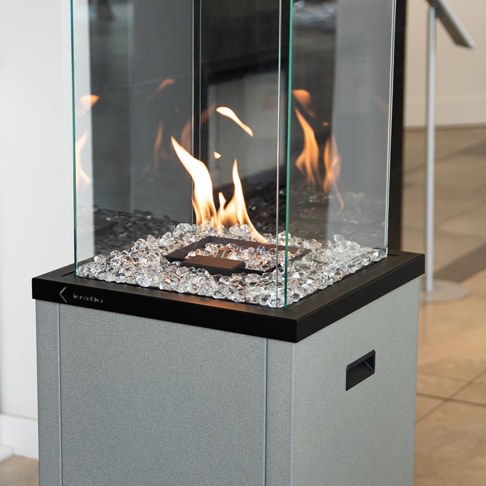 KRATKI Stufa da terrazza a gas 144,4 x 37 x 37 cm 8,2 kW con riduttore | Riscaldatore a gas per patio, 8,2 kW, con riduttore, per giardino, giardino, caminetto, patio, esterno; Potenza nominale 8.2