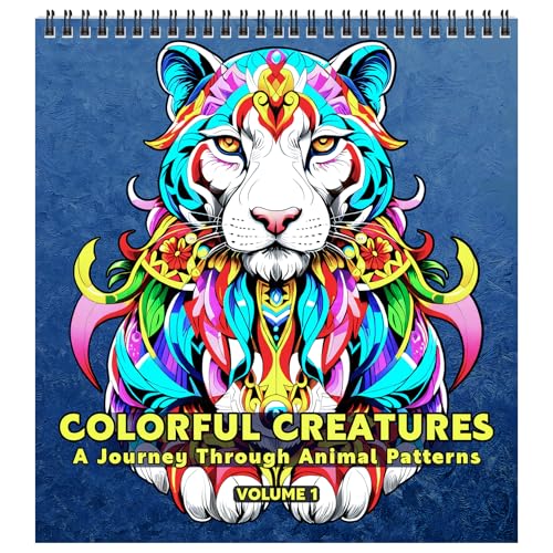 FUNLAVIE Mandala Malbuch Tiere für Erwachsene - 32 Entspannende Mandala Designs, Anti-Stress Ausmalbuch für Erwachsene mit Spiralbindung, Achtsamkeit & Stressabbau –Bunte Tiere，Format 25 * 23 cm